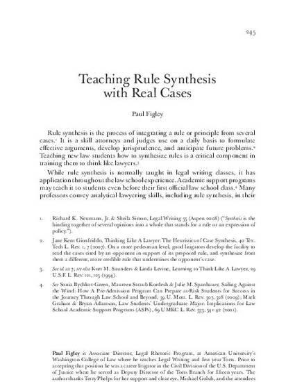 teaching rule synthesis with real cases